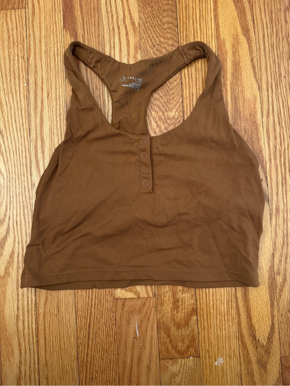 Racerback Henley Sports Bra - sienna Brown